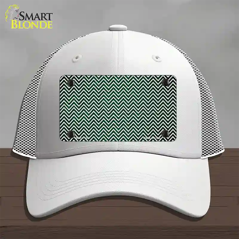 Green White Small Chevron Oil Rubbed Novelty License Plate Hat Mesh / White