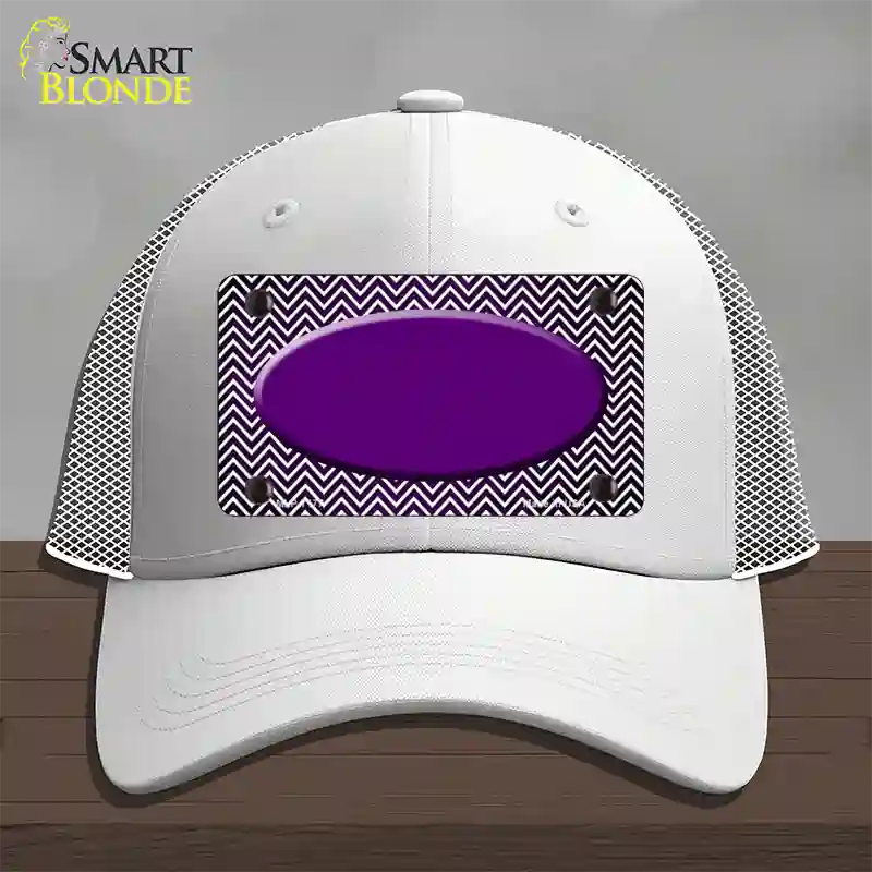 Purple White Small Chevron Oval Oil Rubbed Novelty License Plate Hat Mesh / White