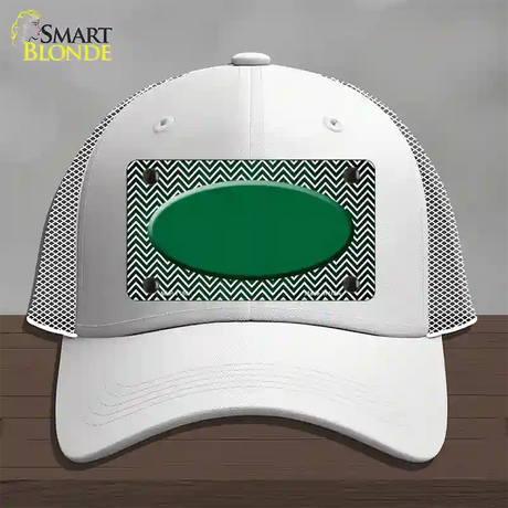 Green White Small Chevron Oval Oil Rubbed Novelty License Plate Hat Mesh / White