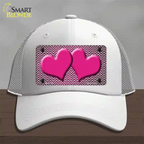 Pink White Small Chevron Hearts Oil Rubbed Novelty License Plate Hat Mesh / White