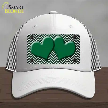 Green White Small Chevron Hearts Oil Rubbed Novelty License Plate Hat Mesh / White