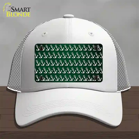 Green White Anchor Oil Rubbed Novelty License Plate Hat Mesh / White