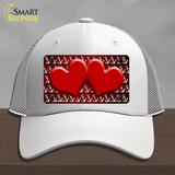 Red White Anchor Hearts Oil Rubbed Novelty License Plate Hat Mesh / White