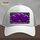 Purple White Anchor Hearts Oil Rubbed Novelty License Plate Hat Mesh / White