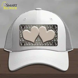 Tan White Anchor Hearts Oil Rubbed Novelty License Plate Hat Mesh / White