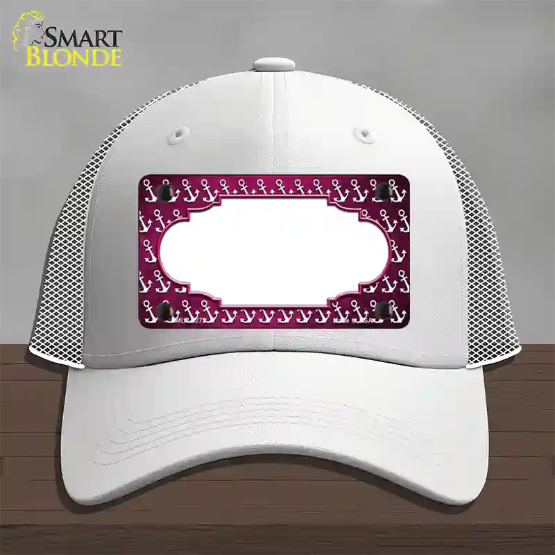 Pink White Anchor Scallop Oil Rubbed Novelty License Plate Hat Mesh / White