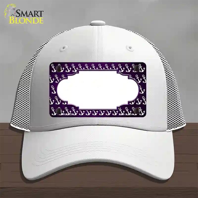 Purple White Anchor Scallop Oil Rubbed Novelty License Plate Hat Mesh / White