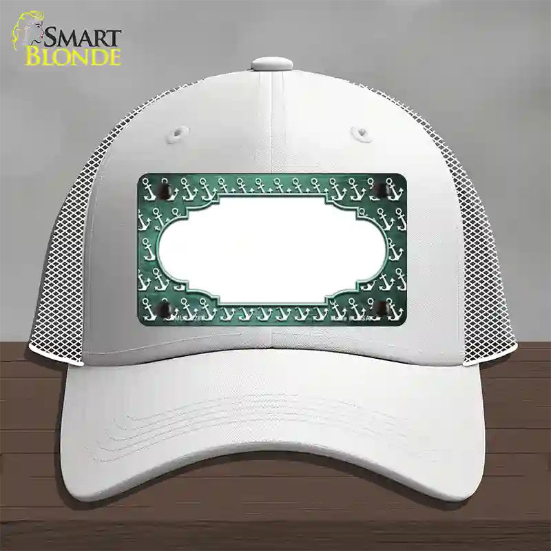 Mint White Anchor Scallop Oil Rubbed Novelty License Plate Hat Mesh / White