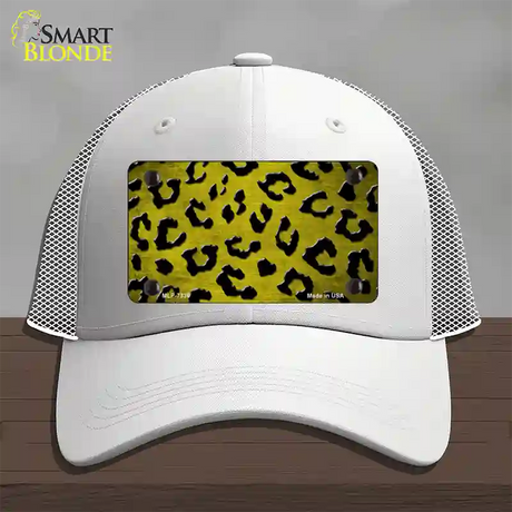 Yellow Black Cheetah Oil Rubbed Novelty License Plate Hat Mesh / White