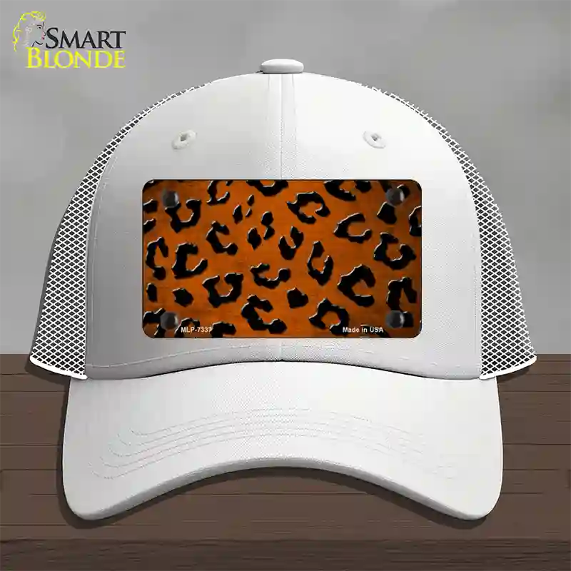 Orange Black Cheetah Oil Rubbed Novelty License Plate Hat Mesh / White