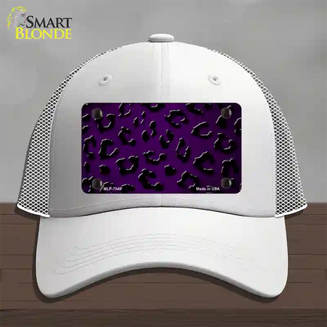 Purple Black Cheetah Oil Rubbed Novelty License Plate Hat Mesh / White