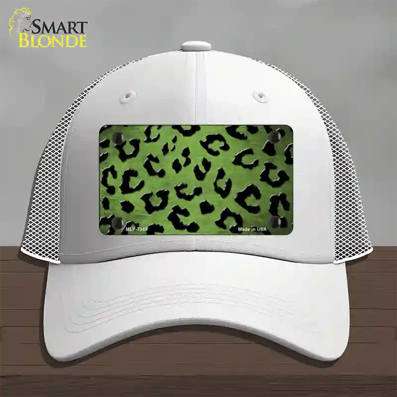 Lime Green Black Cheetah Oil Rubbed Novelty License Plate Hat Mesh / White