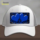 Blue Black Cheetah Hearts Oil Rubbed Novelty License Plate Hat Mesh / White