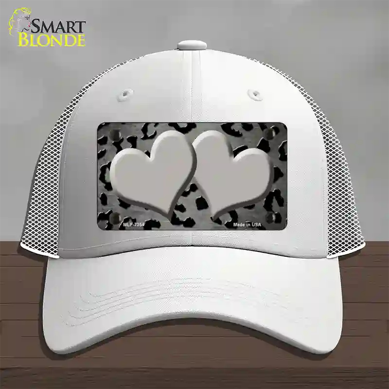 Gray Black Cheetah Hearts Oil Rubbed Novelty License Plate Hat Mesh / White