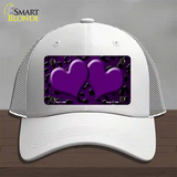 Purple Black Cheetah Hearts Oil Rubbed Novelty License Plate Hat Mesh / White