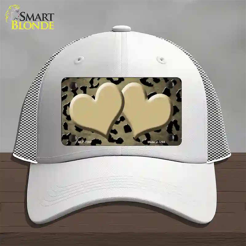 Gold Black Cheetah Hearts Oil Rubbed Novelty License Plate Hat Mesh / White