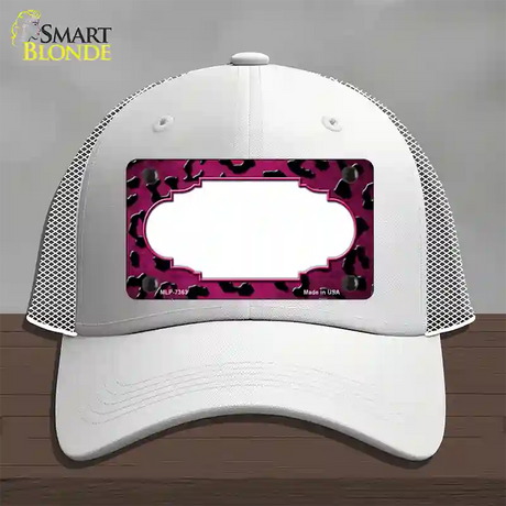 Pink Black Cheetah Scallop Oil Rubbed Novelty License Plate Hat Mesh / White