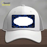 Blue Black Cheetah Scallop Oil Rubbed Novelty License Plate Hat Mesh / White