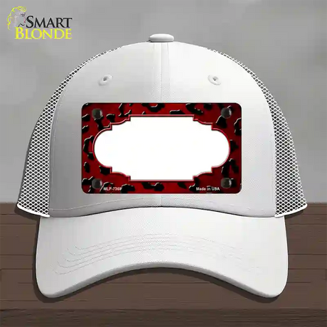 Red Black Cheetah Scallop Oil Rubbed Novelty License Plate Hat Mesh / White