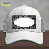 Gray Black Cheetah Scallop Oil Rubbed Novelty License Plate Hat Mesh / White