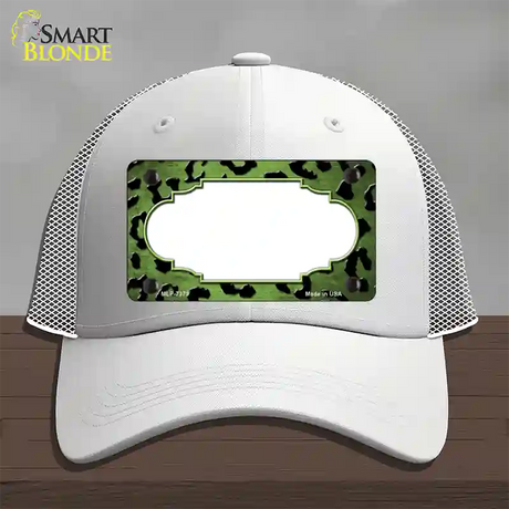 Lime Green Black Cheetah Scallop Oil Rubbed Novelty License Plate Hat Mesh / White