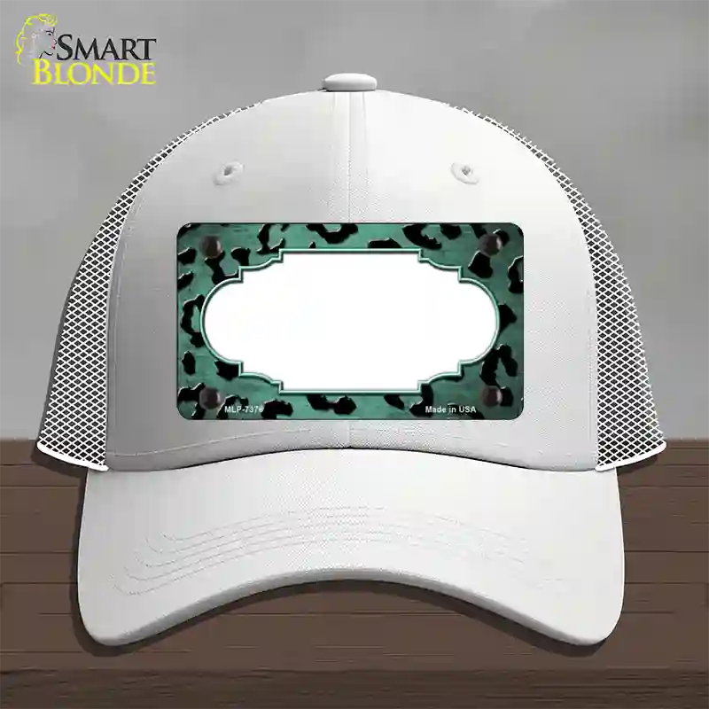 Mint Black Cheetah Scallop Oil Rubbed Novelty License Plate Hat Mesh / White