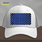 Blue White Small Dots Oil Rubbed Novelty License Plate Hat Mesh / White