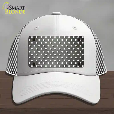 Gray White Small Dots Oil Rubbed Novelty License Plate Hat Mesh / White