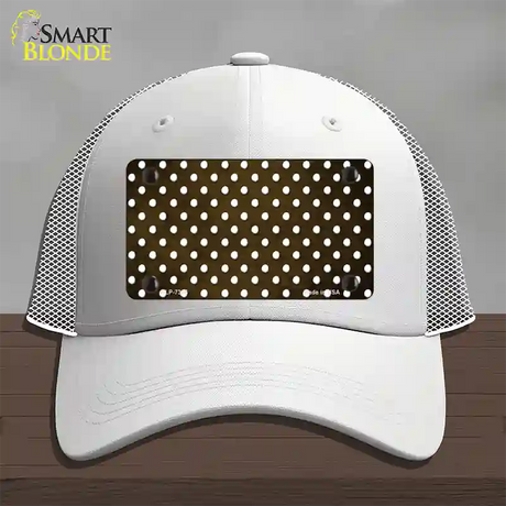 Brown White Small Dots Oil Rubbed Novelty License Plate Hat Mesh / White