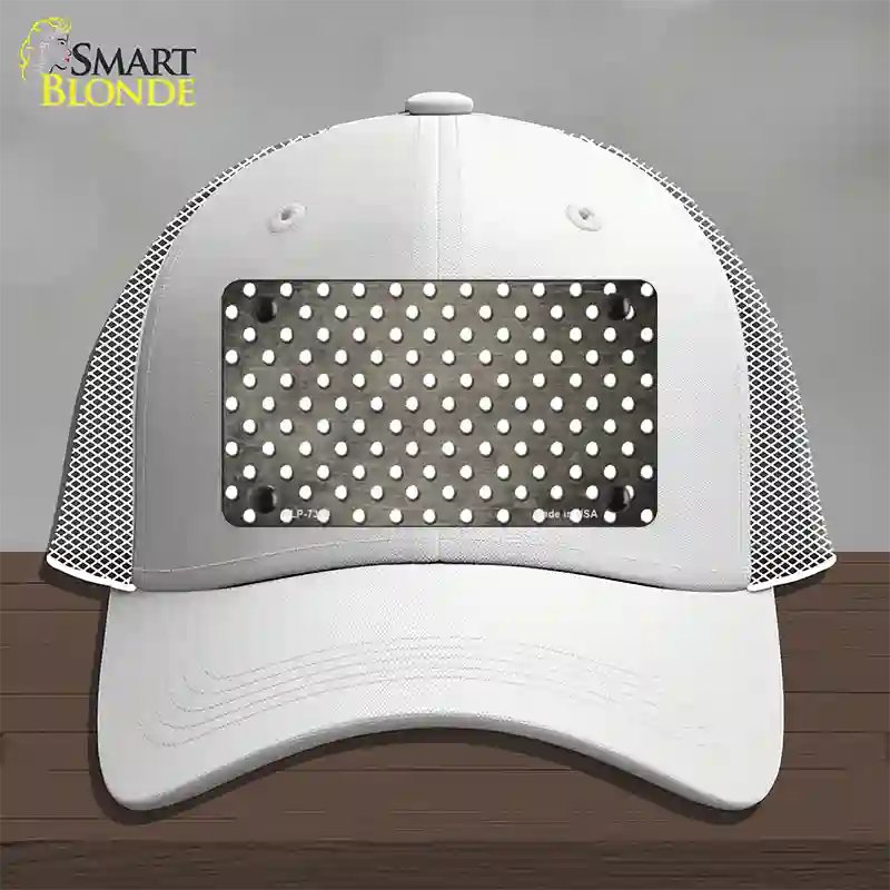 Tan White Small Dots Oil Rubbed Novelty License Plate Hat Mesh / White