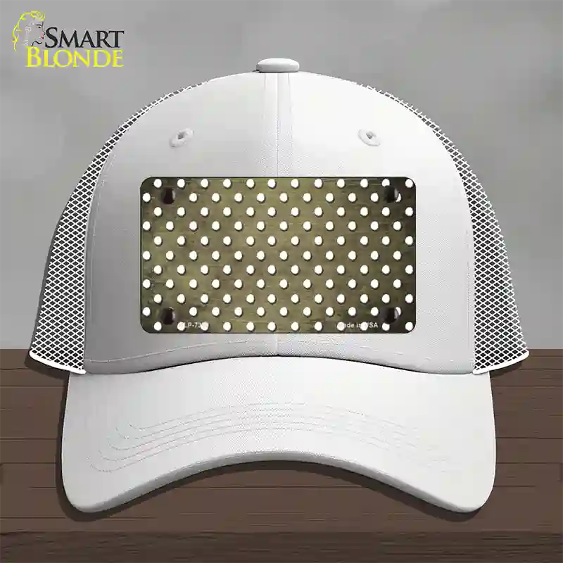 Gold White Small Dots Oil Rubbed Novelty License Plate Hat Mesh / White