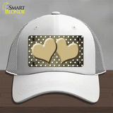 Gold White Small Dots Hearts Oil Rubbed Novelty License Plate Hat Mesh / White