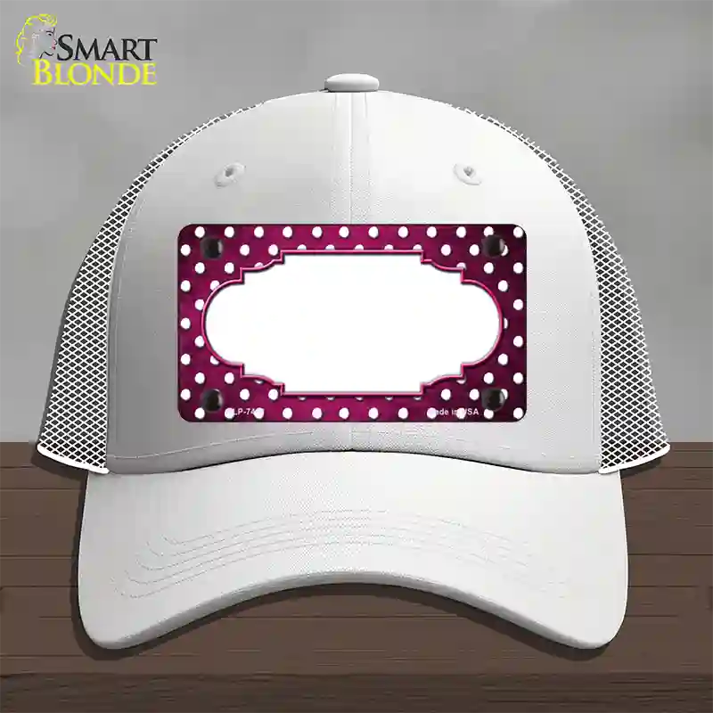 Pink White Small Dots Scallop Oil Rubbed Novelty License Plate Hat Mesh / White