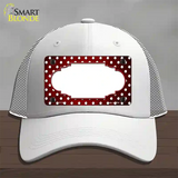 Red White Small Dots Scallop Oil Rubbed Novelty License Plate Hat Mesh / White