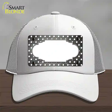 Gray White Small Dots Scallop Oil Rubbed Novelty License Plate Hat Mesh / White