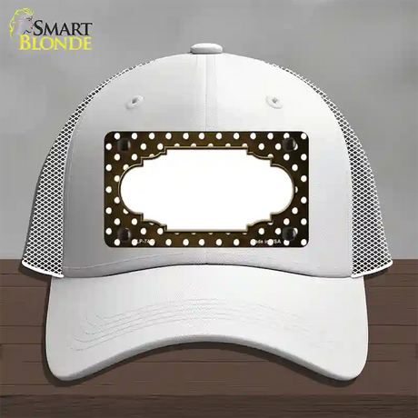 Brown White Small Dots Scallop Oil Rubbed Novelty License Plate Hat Mesh / White