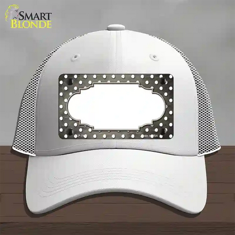 Tan White Small Dots Scallop Oil Rubbed Novelty License Plate Hat Mesh / White