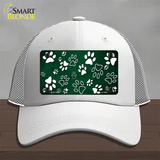 Green White Paw Oil Rubbed Novelty License Plate Hat Mesh / White