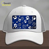 Blue White Paw Oil Rubbed Novelty License Plate Hat Mesh / White