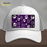 Purple White Paw Oil Rubbed Novelty License Plate Hat Mesh / White