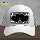 Paw Heart Black White Novelty License Plate Hat Mesh / White