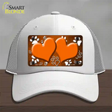 Paw Heart Orange White Novelty License Plate Hat Mesh / White