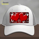 Paw Heart Red White Novelty License Plate Hat Mesh / White