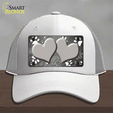 Paw Heart Gray White Novelty License Plate Hat Mesh / White