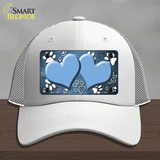 Paw Heart Light Blue White Novelty License Plate Hat Mesh / White