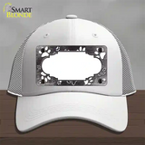 Paw Scallop Black White Novelty License Plate Hat Mesh / White