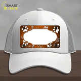 Paw Scallop Orange White Novelty License Plate Hat Mesh / White