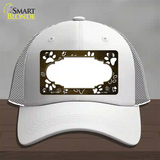 Paw Scallop Brown White Novelty License Plate Hat Mesh / White