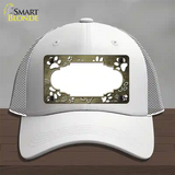 Paw Scallop Gold White Novelty License Plate Hat Mesh / White