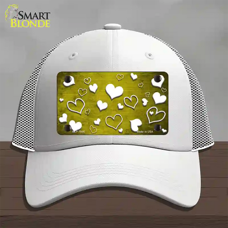 Yellow White Love Oil Rubbed Novelty License Plate Hat Mesh / White